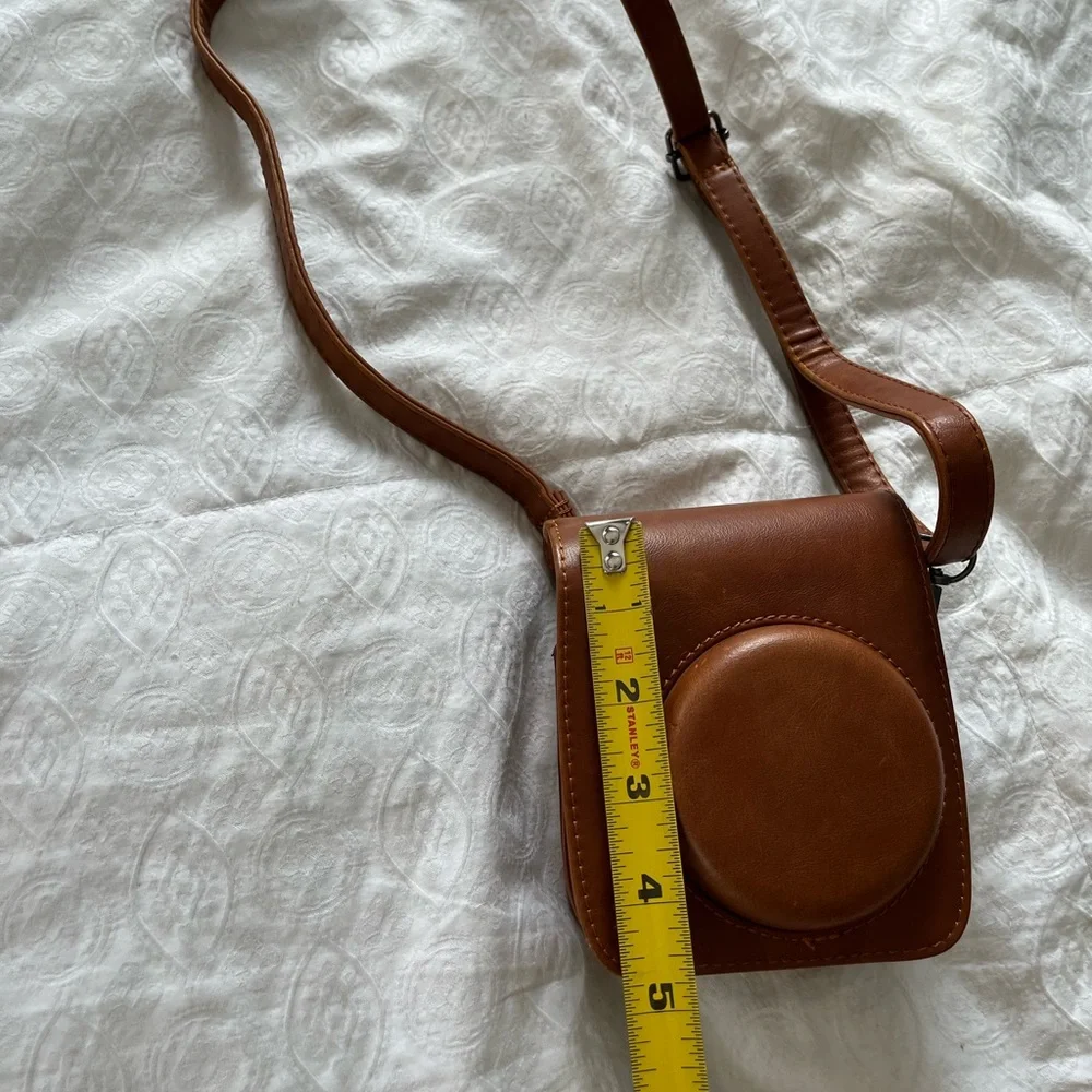 Brown Leather Polaroid camera bag